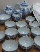A Japanese blue and white porcelain part tea service