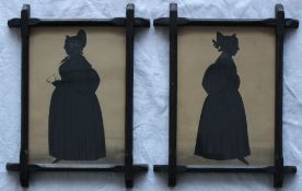 19th century British School Full length portrait of a lady A silhouette Watercolour 22.