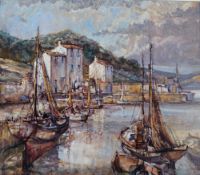 Gordon Trow A harbour scene oil on board signed Together with another by the same artist