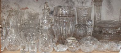 A pair of Waterford pattern glass vases together with a large collection of crystal and cut glass