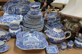 A Copeland Spode Italian pattern blue and white part dinner service together with a blue and white