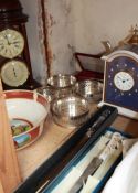 A Spode mantle clock together with a Royal Doulton Golfing collection bowl,