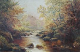 19th century British School A River Scene Oil on canvas Together with a companion (a pair)