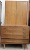 A G-Plan teak wardrobe and a matching chest of drawers