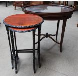 An Edwardian tray top occasional table and nest of two tables