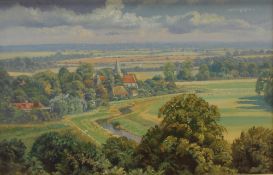 Christopher Osborne Above Alfriston Oil on board Signed and inscribed verso 18 x 28cm