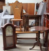 A hardwood coffee table together with a back stool,