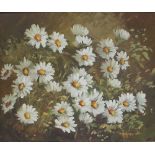 Holman Still life study of daisies Oil on board Together with assorted pictures and tapestries