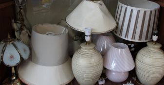 A collection of table lamps etc