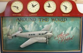 An Aero Postal diorama titled Around the World with four clocks, Together with Wales Posters,