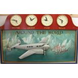 An Aero Postal diorama titled Around the World with four clocks, Together with Wales Posters,