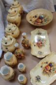 A collection of Aynsley Orchard Gold pottery, including vases,