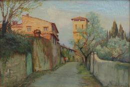 Gracco Ponticelli Continental street scene Oil on canvas Signed 33 x 49cm