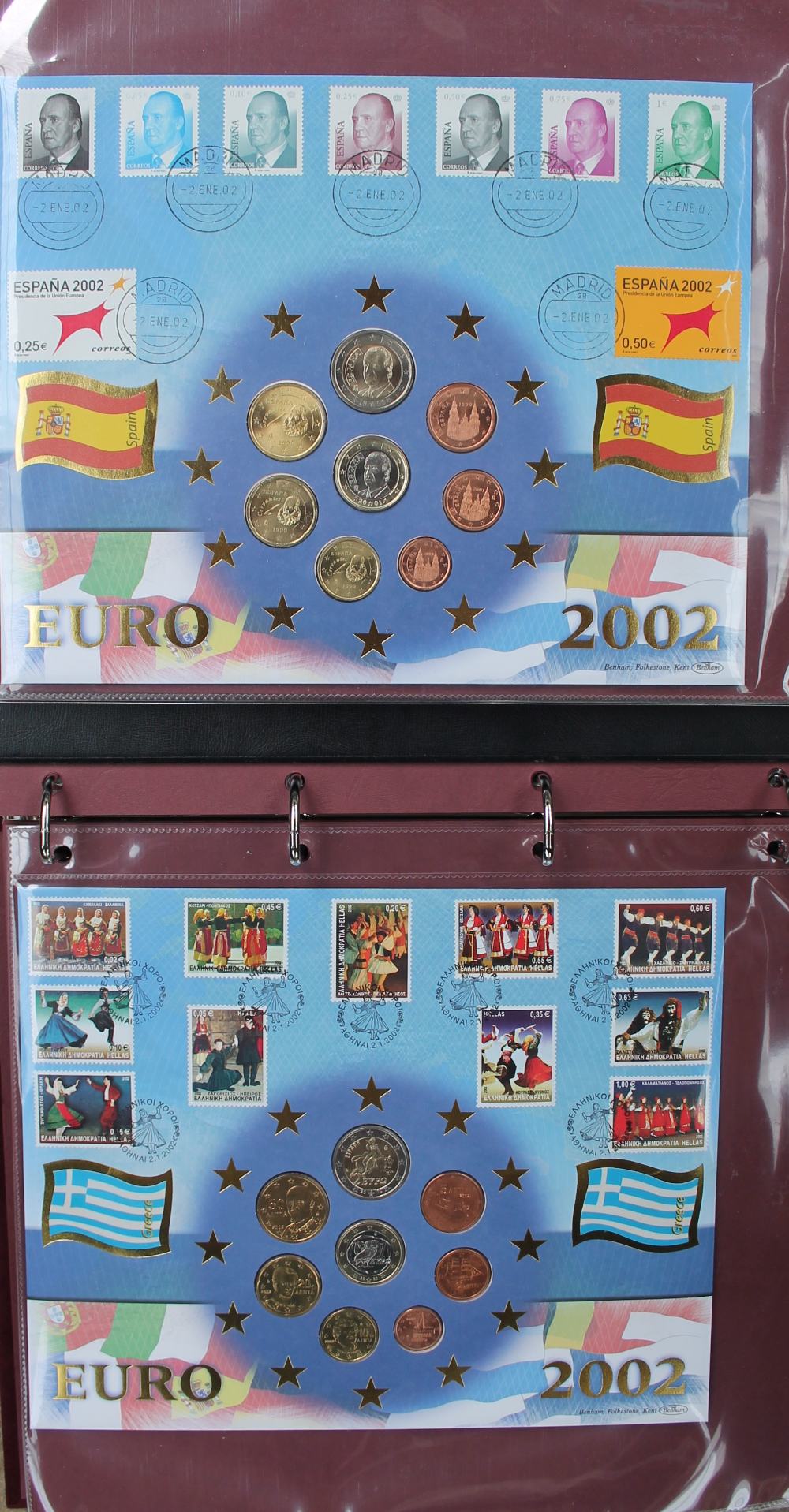 Two albums of numismatic first day covers for The Euro Collection 2002,