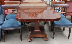 A 19th century mahogany supper table together with a set of four Regency mahogany dining chairs