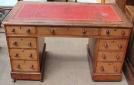 A Victorian mahogany pedestal desk,