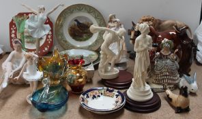 A Royal Dux figure of a ballerina, together with a Royal Doulton Ballerina, Royal Worcester figures,