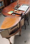 A mahogany and brass folding scales together with a gauge, wash board, blow torches, thermometer,