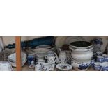 A large lot including Broadhurst ironstone blue and white pottery tea set,