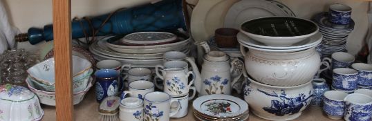 A large lot including Broadhurst ironstone blue and white pottery tea set,