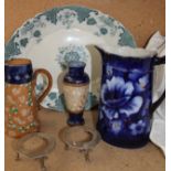 A Royal Doulton vase together with a Royal Doulton jug, pottery jug,