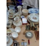 A Mayfair pottery part tea set, together with other part tea sets, decorative plates, lighters,