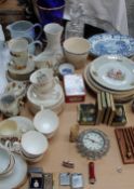 A Mayfair pottery part tea set, together with other part tea sets, decorative plates, lighters,