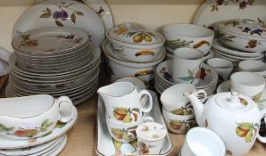 A Royal Worcester Evesham pattern fruit decorated part tea and dinner service