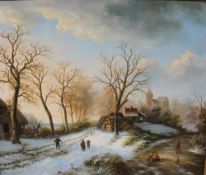 C Brown A Dutch winter scene Oil on canvas Signed 49 x 59cm