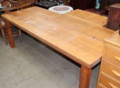 A pine refectory table on square legs