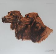 After Leon Danchin Red setters A signed print 48 x 54cm