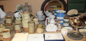 A Coalport bust of Baden-Powell together with a studio pottery part coffee set,