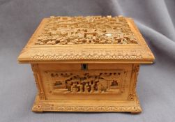 A 19th century Chinese rectangular sandalwood casket,