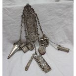 A 19th century continental white metal chatelaine,