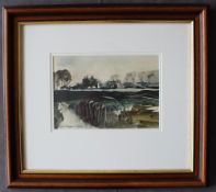 John Knapp Fisher Cottages in a landscape Watercolour Signed and dated 1986 15.5 x 22.