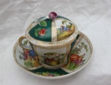 A 19th century continental porcelain chocolate cup and cover,