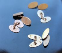 Three pairs of 9ct yellow gold cufflinks,