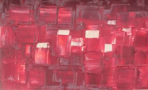 John Eynon Flashes in a red mist Oil on board 35 x 58cm Label verso