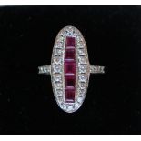 A ruby and diamond Art Deco style ring,