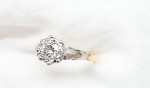 A solitaire diamond ring, the illusion set round old cut diamond approximately 0.