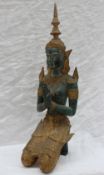 20th century Indian School A Hindu goddess Kneeling with hands in prayer Bronze with gilt