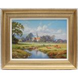 Christopher Osborne Meadow waters, Alfriston Oil on board Signed and inscribed verso 24.5 x 34.