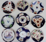 A collection of Gaudy Welsh bread and butter and side plates, various patterns including venus,