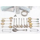 A collection of hallmarked silver Souvenir of Africa tea spoons, together with other tea spoons,