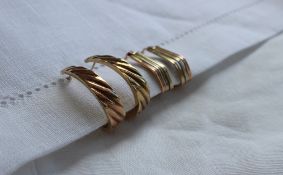 A pair of 9ct three colour gold hoop earrings,