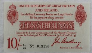 A United Kingdom of Great Britain and Ireland Ten Shillings note, John Bradbury,