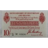 A United Kingdom of Great Britain and Ireland Ten Shillings note, John Bradbury,