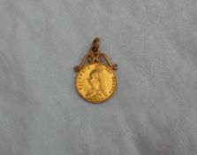 A Victorian gold shield back half sovereign,