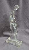 Alfredo Barbini - a glass figure of a walking boy, on a rectangular base, signed,