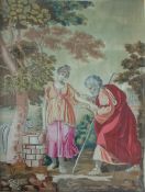 A 19th century silkwork depicting Rebecca at the Well, 64 x 48.